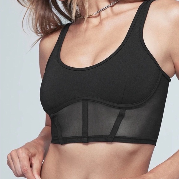 ALO Yoga Black Mesh Sports Bra corset size small - Picture 4 of 8